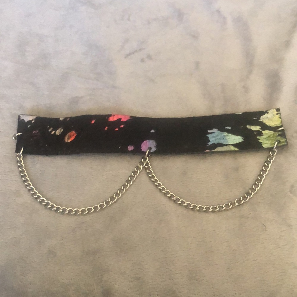 Leather dark rainbow choker - Picture 2 of 8